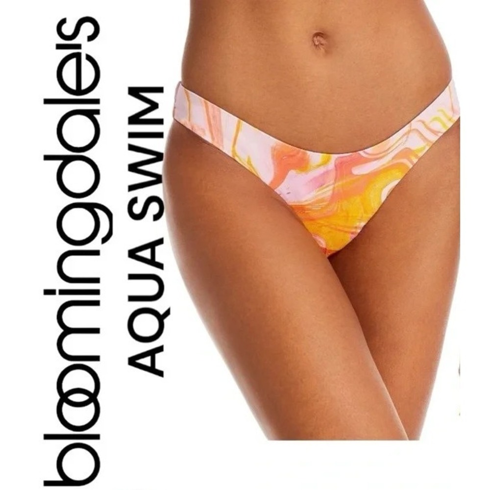 Aqua Swim Marble Swirl Bikini Bottom Women's‎ L Pink Multi